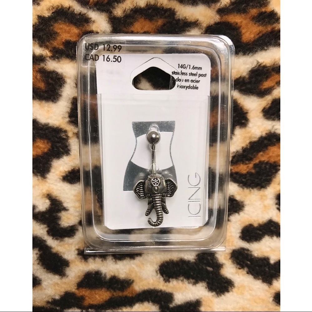 ICING💎 Burnished Silver Elephant Navel Ring ~14G